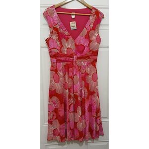 Sangria womens size 12 empire waist fit flare mesh shift dress nylon red pink